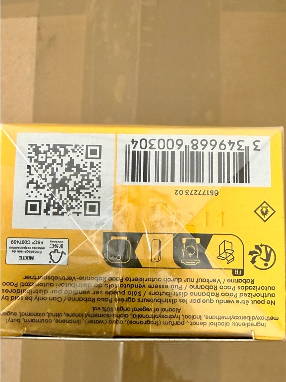 Paco Rabanne Gold Box with QR Detail
Tester - Picture 3 of 5